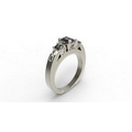 10K White Gold Signature Style Ring, Custom Design